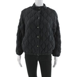 Bella Dahl Girls Black Argyle Bomber Jacket Snap Closure Cotton Blend Size 14